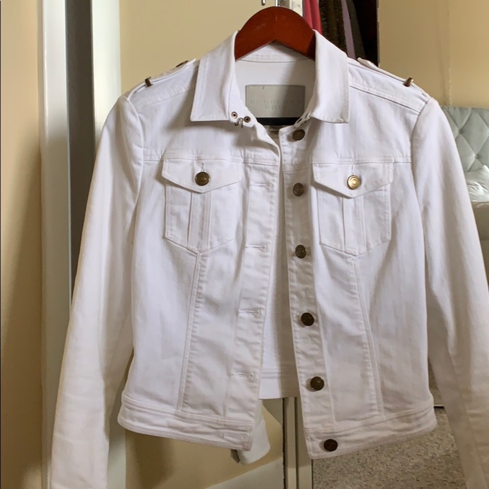 Burberry White Cropped Denim Jacket